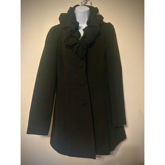 Jou Jou Jackets & Blazers - Jou Jou black Wool Lined Double-Breasted Pea Coat NWOT Size Large WMNS